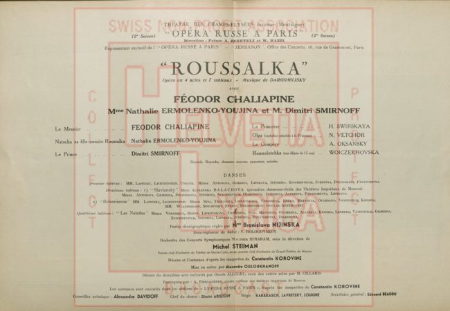 Dargormyjsky, Roussalka, Chaliapine, Smirnoff, Programme, Paris, 1930, 15 (coll.PM)